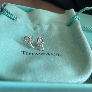 Authentic Tiffany & Co silver Mini Key Stud Earrings